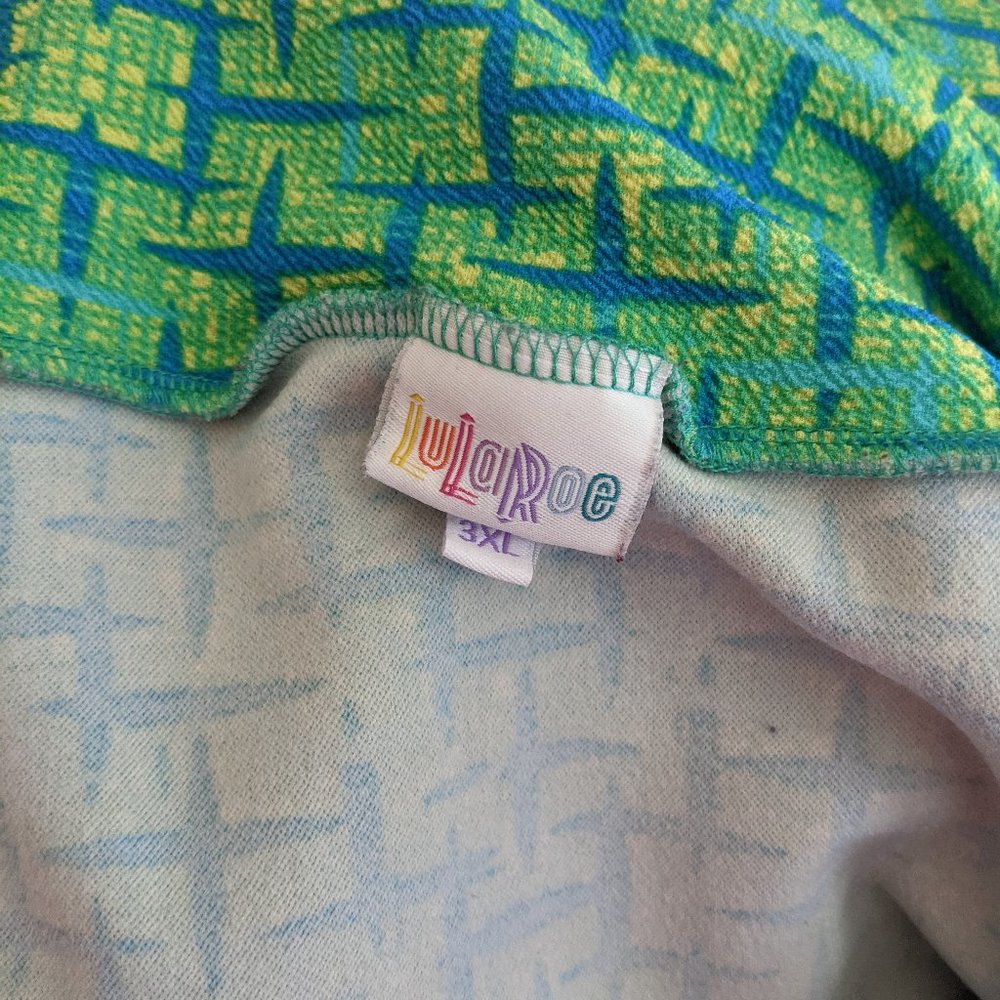 Cassie neon green & blue pencil skirt - Picture 3 of 3